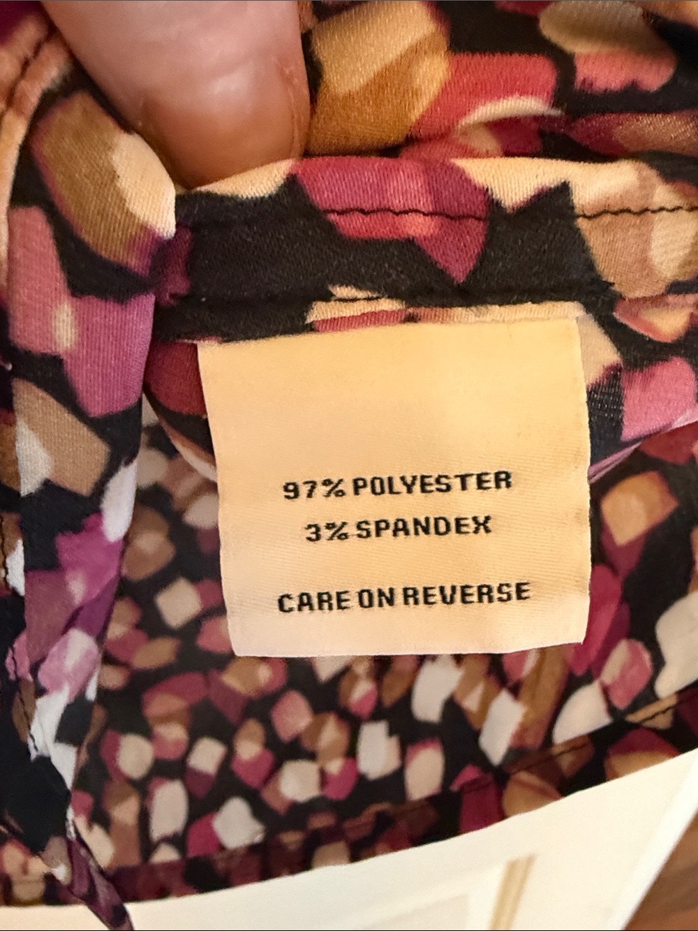 Calvin Klein Black Short-Sleeve Blouse with Pink and Cream Spot Pattern - Picture 8 of 9